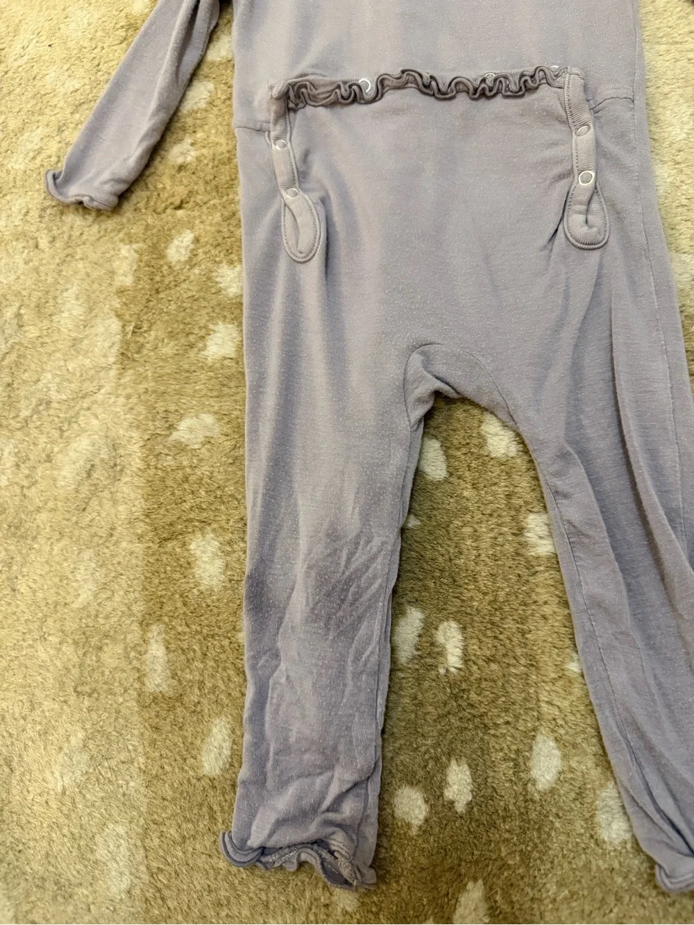 Kickee Pants Bamboo Ruffle Footless Snap Romper 12-18 Months Purple Gray
